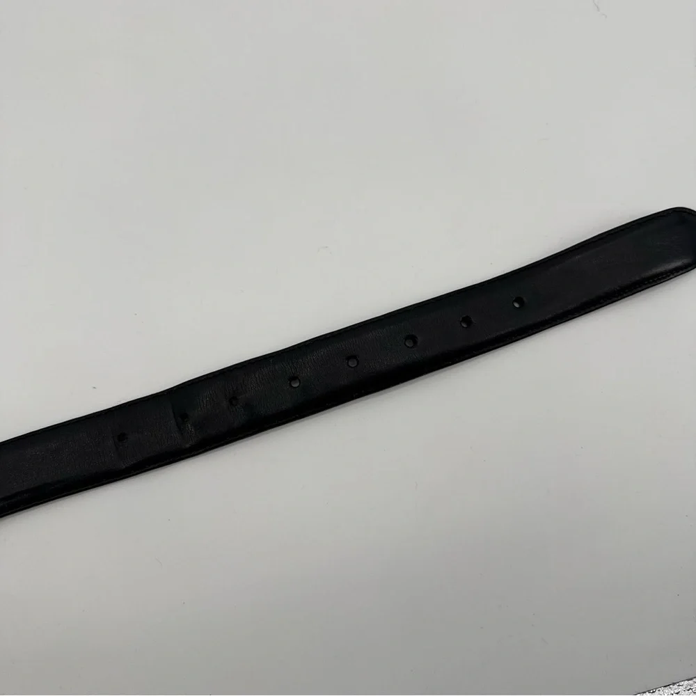 Aniline Kipskin Shoulders Black Leather Belt Mens Classic Size 40